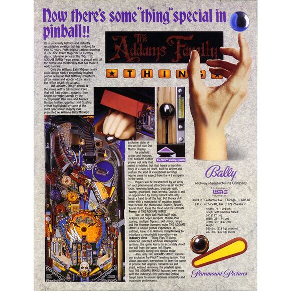 The Addams Family Pinball FLYER Original NOS Halloween Horror Movie TV Art - Picture 4 of 4